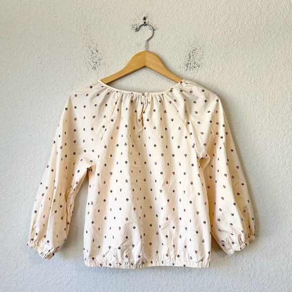 MADEWELL Gathered Puff Sleeve Crop Top Sunrise Floral Bone Peasant - Picture 2 of 12